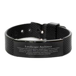 Engraved Black Shark Mesh Bracelet - Landscape Architect Inspiration for Graduation and Christmas Gifts - Uplifting and Motivating Jewelry for Architect Niche
