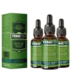 Trimzpro 3 Pack Rosemary Mint Biotin Scalp & Hair Strengthening Oil For Hair Growth Anti-Frizz Conditioning Elixir Serum