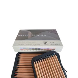 MAIMOUFIN Soft Pastel Pencils 24 Colors Grey Tone Drawing Pencil Set Professional Grade Pastels Art Supplies for Drawing Sketching Coloring (Grey)