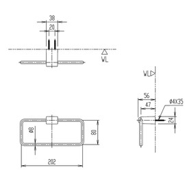 LIXIL INAX Towel Ring (Plated) 8.3 x 2.3 x 37.8 inches (210 x 58 x 96 cm) KF-AA70C