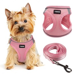 Dog Harness for Small Dogs and Leash Set, Honeycomb Grid, Reflective Lightweight Harness & Anti-Twist Pet Lead (Multi Color, Size: XS-S-M) (M, Pink)