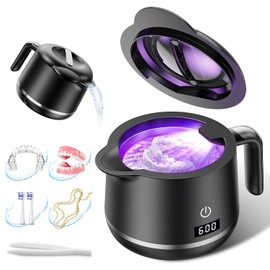 GYNHD GYNHD Ultrasonic Retainer Cleaner Machine - 45kHz Ultrasonic Jewelry Cleaner - 200ML Mouth Guard & Denture Cleaner Pod - 5 Modes with Digital Timer - Upgrade Water Bottle Design