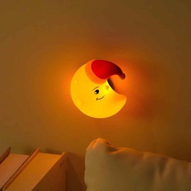 DEALFUN Cute Silicone Rechargeable Nursery Wall Night Light Baby Room Decor Dimmable Lamp Decorations (Moon)