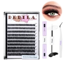 Dedila 8-22mm to Choose 20D/40D/60D/80D/100D Individual False Eyelashes Makeup Cluster Eyelashes Thickness 0.07mm D Curl Natural long Black Soft 3D Eye Lashes Extensions (40D-10-12-14-16MM Kit)