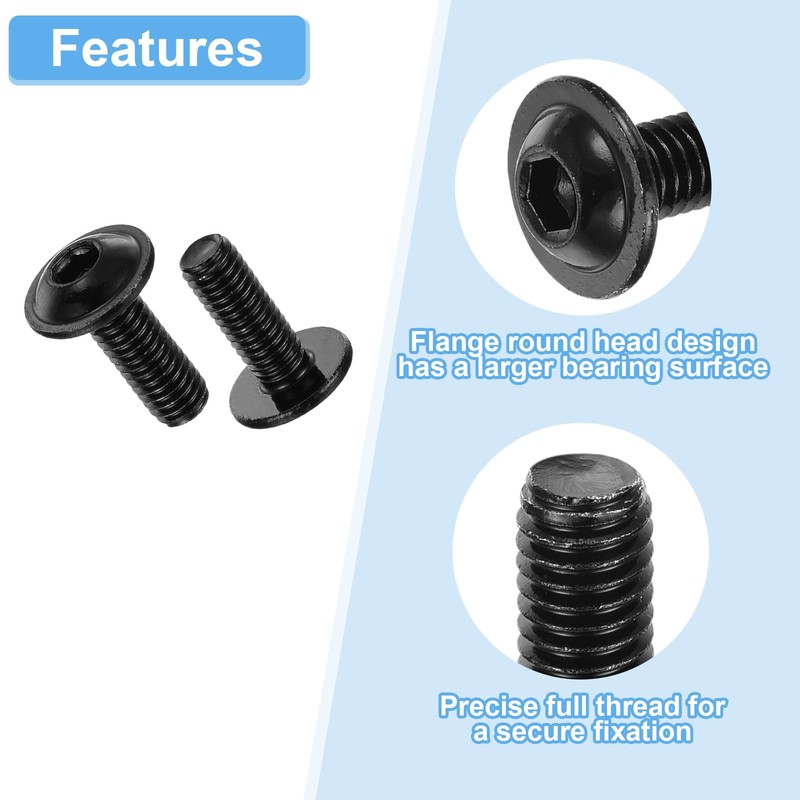 uxcell 100Pcs M3-0.5x8mm Flanged Button Head Socket Cap Screws, 304