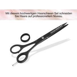 Premium Titanium Beard Scissors Hair Scissors Hairdressing Scissors 5 Inch with Finger Rest and Finger Rings ICE Tempered Stainless Steel