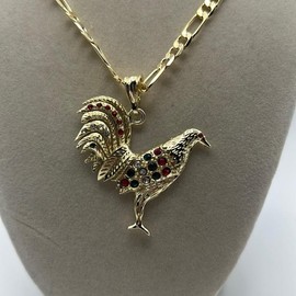 Gold Plated Gallo R-BPendant with Chain - Color: Gallo-white