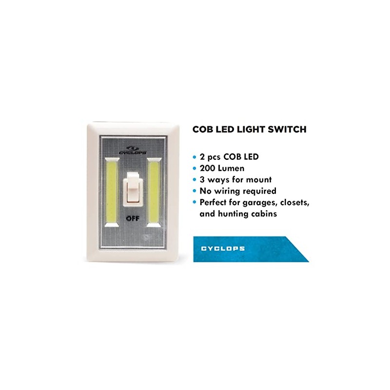 Cyclops COB LED Light Switch - 2 Pack Powerful Compact