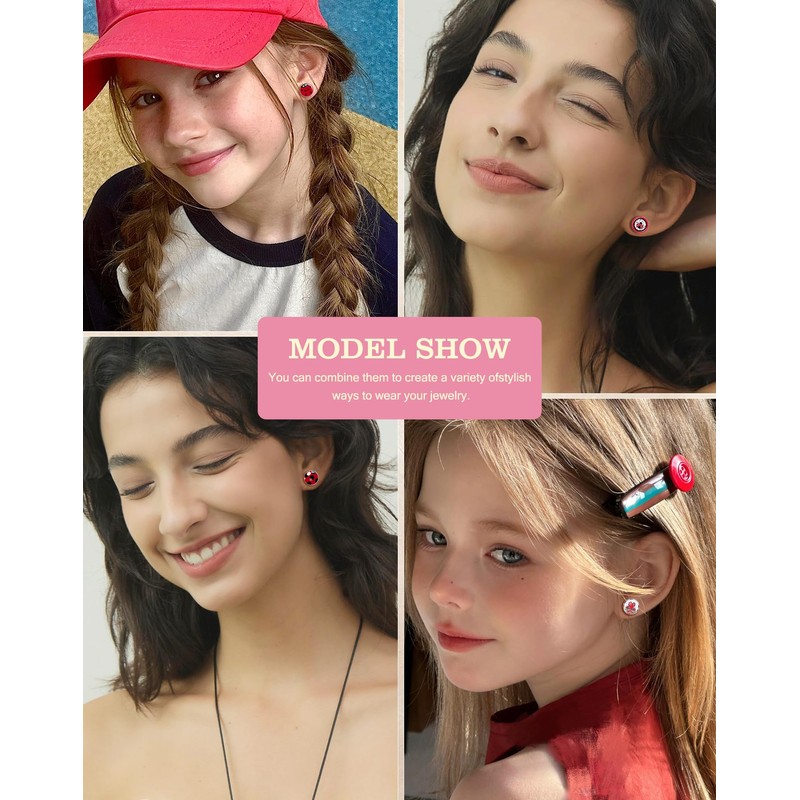 SIISPRI 6Pairs Ladybug Women Earrings Set Cute Bug Little Ladybird