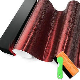 PET Damascus Forged Satin Dark Red Vinyl Wrap Auto Car Sticker Decal Film Sheet Bubble Free Air Release Technology with Tool Set 1FTx5FT
