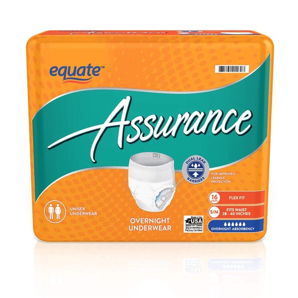 Evaxo Assurance S/M Unisex Overnight Underwear 16ct .Pack of 3.