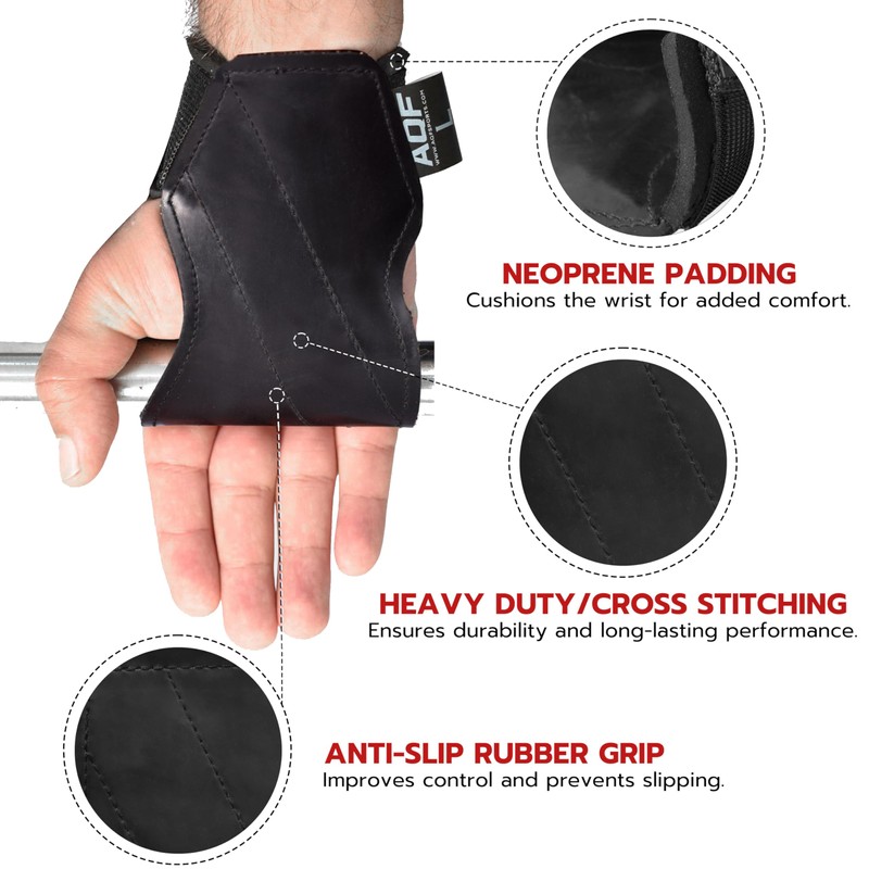 AQF Weight Lifting Hand Grips with Wrist Support – Anti-Slip