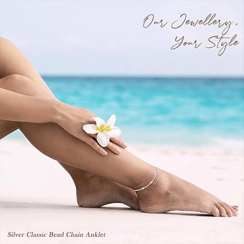 Aczyqws 1 pcs sterling silver ankle chain,925 Sterling Silver Adjustable