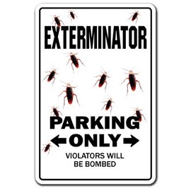 Exterminator Decal Parking Bugs pest Control Bug Guy Insects termites | Indoor/Outdoor | 12" Tall