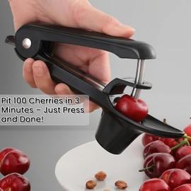 Cherry Pitter, Heavy-Duty Stainless Steel Cherry Olive Pitter Tool, Easy Press Cherry Pit Remover for Cherry Jam Pie, Effortless to Use & Clean