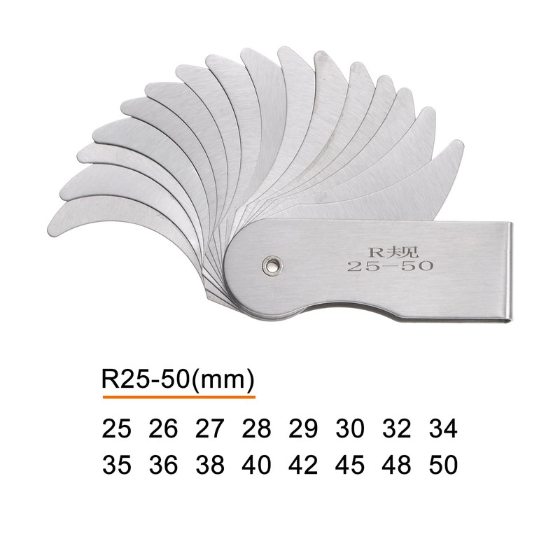 HARFINGTON R25-50 Radius Gauge Alloy Steel Radius Fillet Gauge Portable