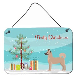 Caroline's Treasures CK3799DS812 Akita Shepherd Christmas Tree Wall or Door Hanging Prints Aluminum Metal Sign Kitchen Wall Bar Bathroom Plaque Home Decor, 8x12, Multicolor