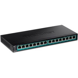 TRENDnet 16-Port Gigabit PoE+ Switch, 16 x Gigabit PoE+ Ports, 120W PoE Budget, Up to 30W Per Port, 1U 19” Rackmount Brackets Included, Fanless, Black, TPE-TG161H (Renewed)