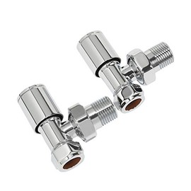 Ultraheat Round Angled Manual Radiator Valve + Lockshield Set 15mm Chrome (Angled)