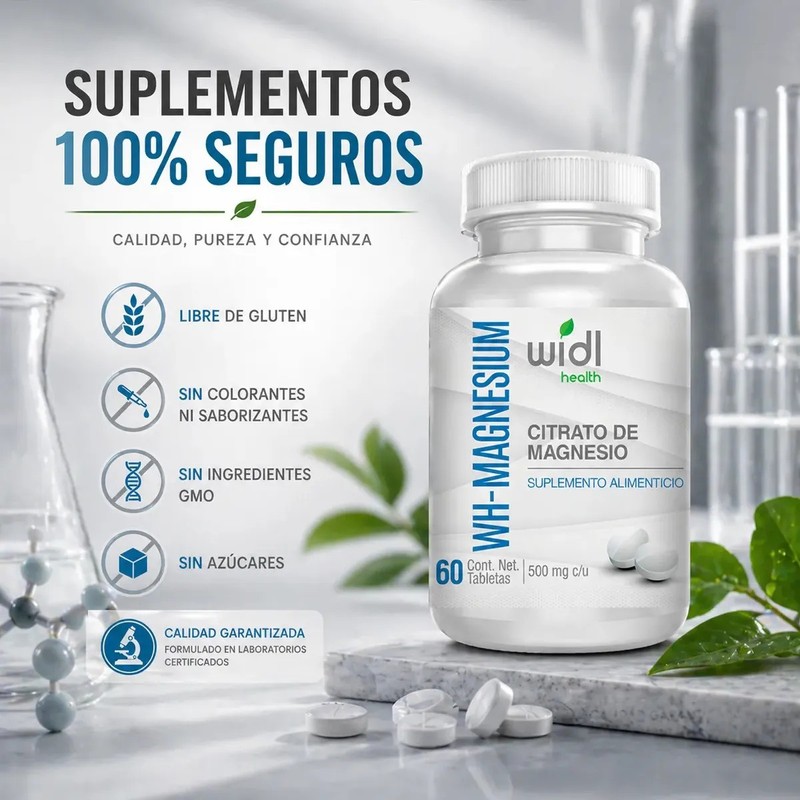 Citrato de Magnesio Widl Health en Tabletas, Suplemento Nutricional de