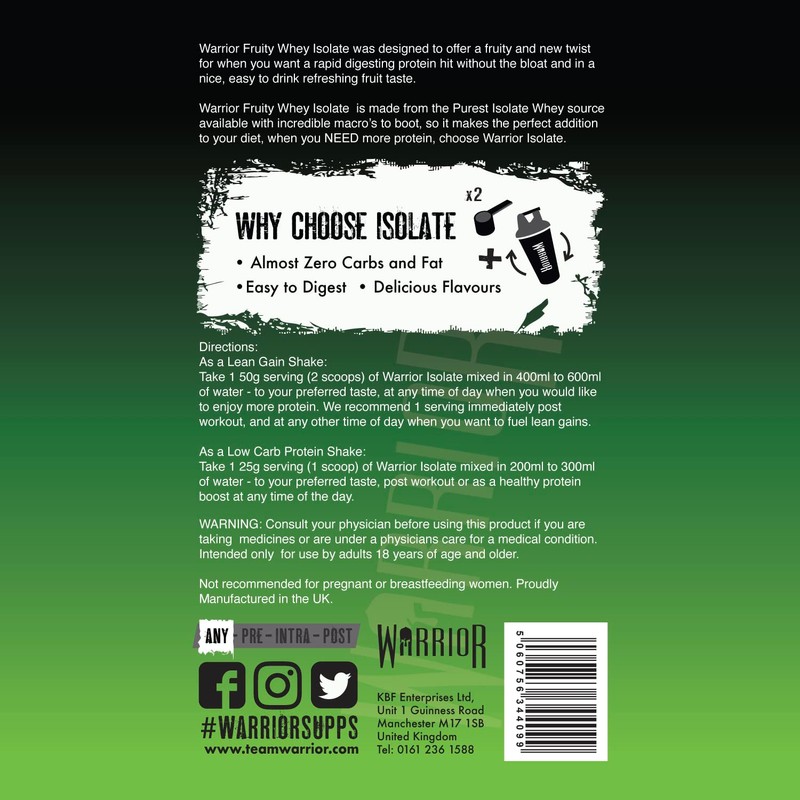 Warrior Fruity Clear Whey Isolate – Rapid Digesting Protein Powder