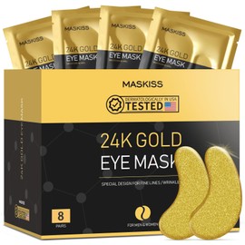 Maskiss 24k Gold Under Eye Patches (8 Pairs), eye mask, Collagen Skin Care Products, Eye Patches for Puffy Eyes, eye masks for dark circles and puffiness