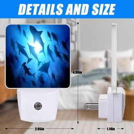 EMXION Floating Sharks Night Light,Sea Animals Nightlight Plug into Wall,LED Lamp，Suitable for Bedrooms,Kitchens,Toilets,Corridors,Etc.Auto Sensor Dusk to Dawn,Energy-Saving