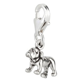 Small Bulldog Charm Pendant 925 Sterling Silver 10 x 9 mm, Enamel, without stone