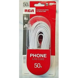 RCA NEW RCA 50 FT PHONE LINE CORD TELEPHONE CABLE WHITE TP443WHR