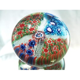 Tripact Inc M Design Art Handcraft Rare Rainbow 4 Color Mix Millefiori Art Glass Paperweight