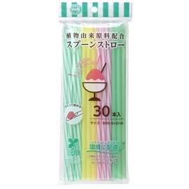 Strix Design SD-152 Plant-derived Ingredients Blended Spoon Straws 30 Pieces Shaved Ice, Colorful, Size: Approx. 0.2 inches (6 mm), Length 8.3 inches (21 cm)