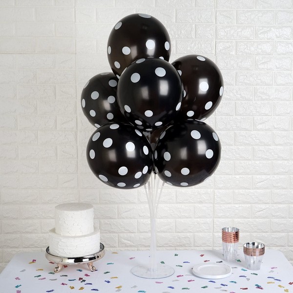 Efavormart 25 Pack | 12" Black and White Fun Polka Dot Latex Party Balloons