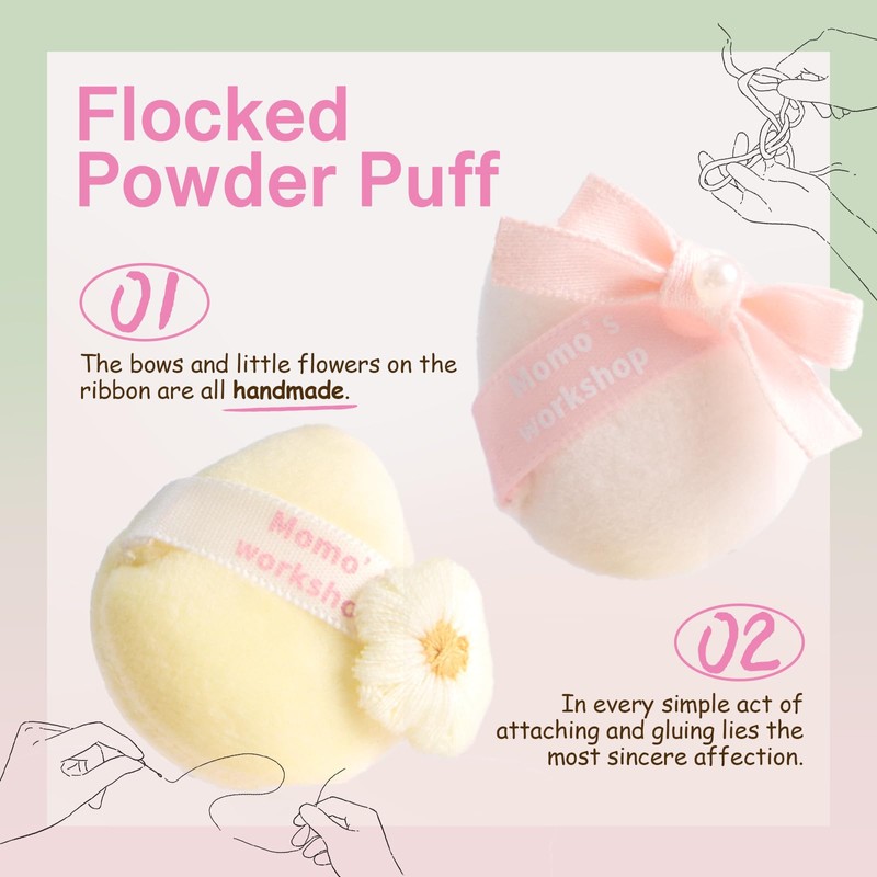 MoMo's Workshop 2pcs Powder Puff, Makeup Sponge for Liquid Foundation,