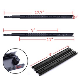 Drawer Slides 9 Inch Ball Bearing Full Extension 3 Section Slide Track Mounting Drawer Runners Slider for Cabinet Home Furniture, 2 Pack (Black 9 Inch)