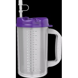 Whirley Drink Works (2) 32 oz Hospital Mugs with Purple Lids - Insulated Cold Drink Travel Mugs