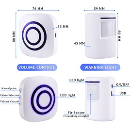 Motion Sensor Alarm,Wireless Driveway Alarm Indoor Home Security Business Detector Alert System -Monitor&Protect Property - 2 Receiver and 3 PIR Sensor-38 Chime Tunes