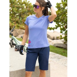 Terry Bike Shorts Women Padded Relaxed Fit Rover Bike Short with Removable Universal Bike Liner Shorts Cycling Underwear - Black Iris, Medium