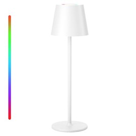 Qsky Qsky Tischlampe Kabellos Dimmbare LED Akku Tischleuchte, Wiederaufladbar Warme Lichtfarbe 3000K+RGB Aluminium Outdoor Tischlampe wasserdicht fr Restaurant,Schlafzimmer,Bar,IP54 (Wei? 3W 1Stck)