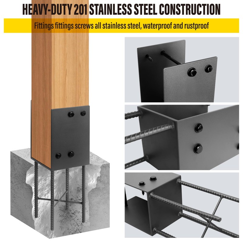 Epcee 2Pack Heavy Duty Stainless Steel U-Shape Fence Post Holder