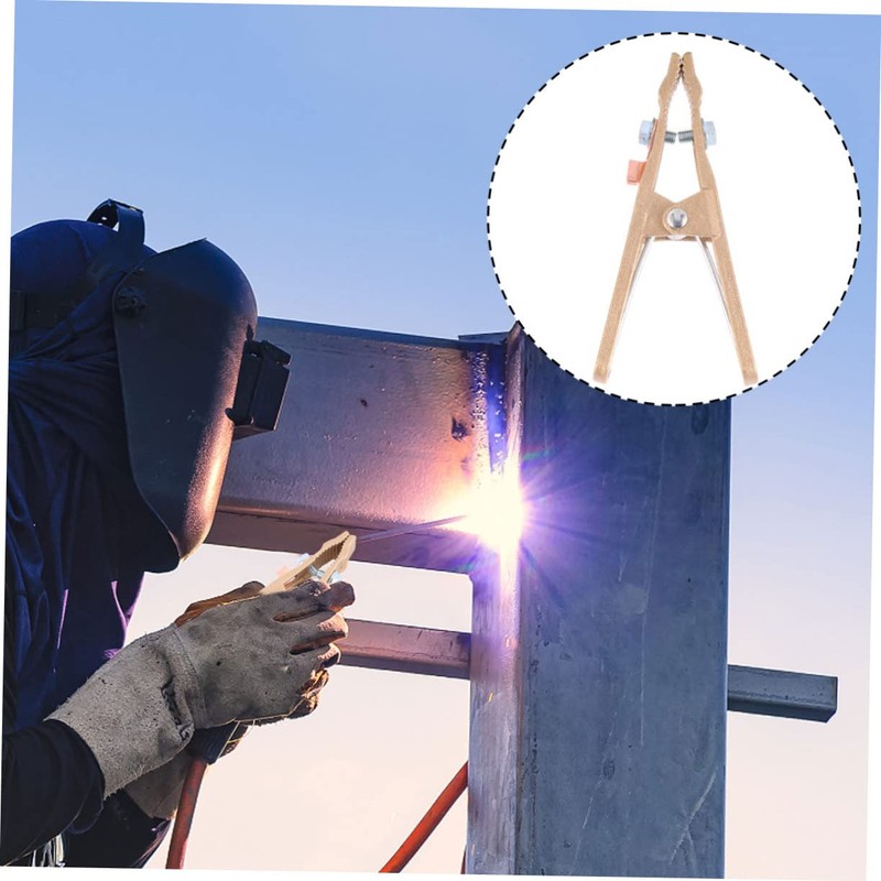 Tofficu Copper Welding Ground Clamp Electroplated Earth Clip for Manual