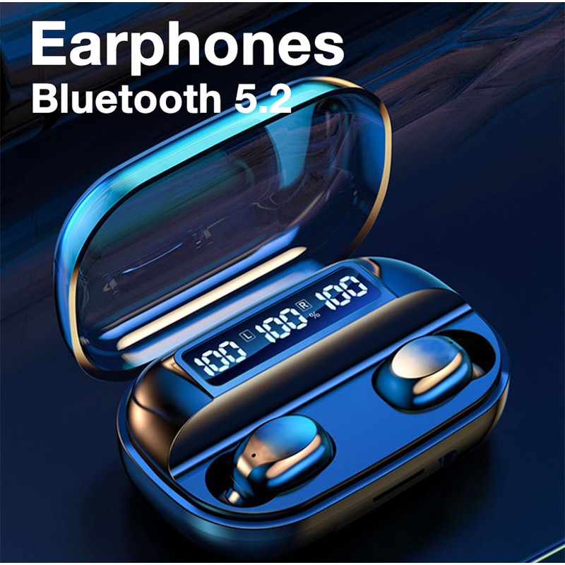 TWS Bluetooth 5.2 Wireless Earbuds Waterproof Headphone LED Display, Open