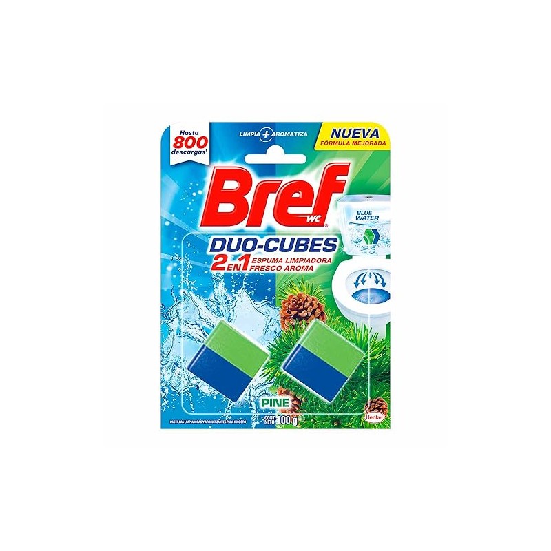 Pastillas limpiadoras para inodoro Bref Duo-Cubes Pine 2 en 1