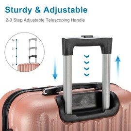 Vertical Patterned Suitcase with Handle Trolley Case, for Travel, Business Trip(16in/20in/24in/28in) (Rose Gold)
