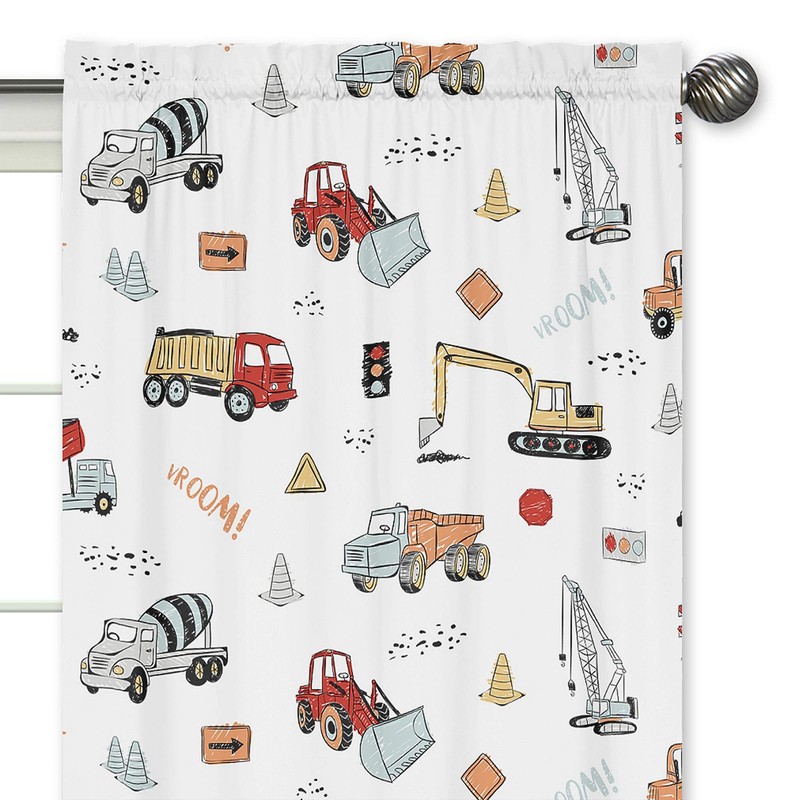 Sweet Jojo Designs Construction Truck Window Treatment Panels Curtains -