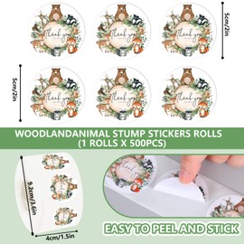 JarThenaAMCS 500Pcs Woodland Animal Stickers Roll Greenery Forest Animal Seal Stickers Self-Adhesive Label Decals for Craft Scrapbook Bottle Envelope Card Party Favor Decor