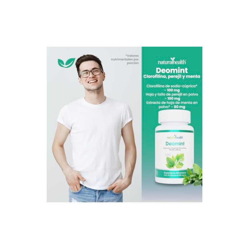 Natural Health Deomint Clorofila en Cápsulas Frasco con 30 Cápsulas
