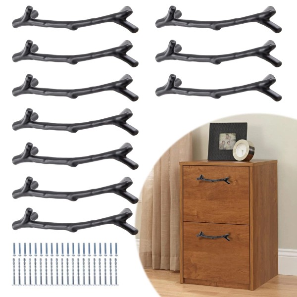 Bivethoi 10 Pack Twig Branch Drawer Handles Black Tree Branch