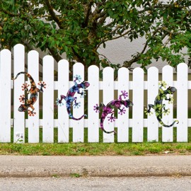 Junware 4 Pcs Metal Gecko Wall Art Outdoor Decor Metal Lizards Wall Decor Lizard 8.7 * 11.8 Inch Suitable for Hanging in Yard Garden Patio Fence Home, Idea Gifts for Mom Father Friends