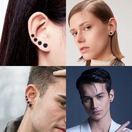 Titanium Flat Dot and Ball Stud Earrings Hypoallergenic for Women Men Girls Rose Gold/Gold/Silver/Black Round Disc Earrings 3mm-6mm Options for Sensitive Ear(2pcs), 6mm, 钛, 钛