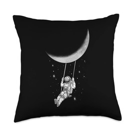 Smarty Pants Designs Astronaut Swing on The Moon Fun Space Throw Pillow, 18x18, Multicolor